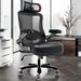 Inbox Zero Ergonomic 500LBS Big & Tall Mesh Office Chair w/ Leather Seat Cushion Upholstered/Mesh/Metal in Black/Brown | Wayfair