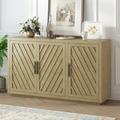 Gracie Oaks Thurlo 60" Sideboard in White/Brown | 34.3 H x 60 W x 15.7 D in | Wayfair B06C14FF763148E0A9BBB4231E81280E