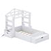 Latitude Run® Queren Twin Size House Bed w/ Bench, Socket & Shelves Wood in White | 51.2 H x 58.9 W x 90.6 D in | Wayfair