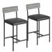 17 Stories Stools Set Of 2, Counter Height Bar Stools w/ Footrest, PU Upholstered Kitchen Barstools, Metal in Gray | Wayfair