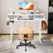 Latitude Run® Sweetcrispy Home Office Height Adjustable Electric Standing Desk w/ Storage Shelf Double Drawer Wood/Metal in White | Wayfair