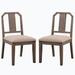 Wenty 36 Inch Acacia Wood Dining Chair, Slat Back, Set Of 2, Weathered Wood/Upholstered in Brown | 36 H x 22 W x 19 D in | Wayfair WFYUKI99953A