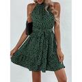 Women's Casual Dress Swing Dress Summer Dress Polka Dot Ruffle Print Crew Neck Mini Dress Vacation Beach Sleeveless Summer