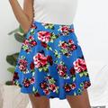 Women's Skirt Swing Mini Skirts Print Floral Casual Daily Weekend Summer Polyester Fashion Casual Black-White Black White Red