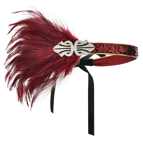 Kopfbedeckung Flapper Stirnband Kopfbedeckung Retro Vintage Brüllen 20s 1920s Feder Für Der große Gatsby Flapper-Mädchen Cosplay Halloween Karneval Damen Modeschmuck Modeschmuck