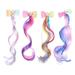 Unicorn Wig Kids Hair Extensions Clip Barrettes Cloth Alloy Colored Wigs Accessory Child Headgear 4 Pcs