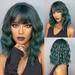 LIANGP Beauty Products European And American Gradient Green Shoulder Length Short Curly Ladies High Temperature Silk Wig Hair Cover For Festival Party 35cm / 14inches Beauty Tools