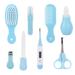 8pcs Baby Nail Clipper Tweezers Dropper Thermometer Brush Comb Infant Care Tool SetBlue