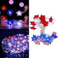 Giyblacko 4th of July Independence Day Light String Decoration American Flag Copper Wire Lamp Fourth Of July Flag LED String Five Pointed Star String Lights Fourth Of July Decorative Lights String