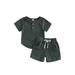 TheFound 2Pcs Baby Boy Summer Outfits Button Down Pocket Tops + Shorts Set