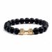 Soug Natural Black Volcanic Lava Stone Dumbbell Bracelet black Matte Beads Bracelets: New