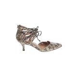 The Original, inc. Heels: Pumps Kitten Heel Cocktail Party Ivory Snake Print Shoes - Women's Size 5 1/2 - Pointed Toe