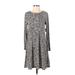 Old Navy Casual Dress - Shift Crew Neck Long sleeves: Gray Snake Print Dresses - New - Women's Size Small