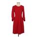 Calvin Klein Casual Dress - Fit & Flare: Red Solid Dresses - Women's Size 4