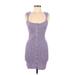 Urban Outfitters Casual Dress - Mini Plunge Sleeveless: Purple Solid Dresses - New - Women's Size Medium