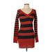 New York Yoki Collection Casual Dress - Sweater Dress: Red Dresses - Women's Size Large