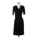 INC International Concepts Casual Dress - Sheath V-Neck Short sleeves: Black Print Dresses - Women's Size Small Petite