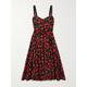 Dolce & Gabbana - Pleated Printed Stretch-silk Charmeuse Midi Dress - Red