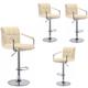 Skecten 4x BEIGE Tabourets De Bar Chaise De Bar Pu Chrome Hauteur Réglable Grande Base