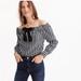 J. Crew Tops | J. Crew Off Shoulder Striped Top With Bow Size Small | Color: Gray/White | Size: S