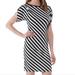 Michael Kors Dresses | Michael Kors Women's Black & White Stripe Tulip Sleeve Dress Sz L | Color: Black/White | Size: L