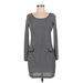 Jonathan Martin Casual Dress - Shift: Gray Marled Dresses - Women's Size 9