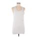 Zyia Active Active Tank Top: White Solid Activewear - Women's Size Medium