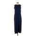 Lands' End Casual Dress - Maxi: Blue Solid Dresses - Women's Size Small