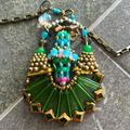 Anthropologie Jewelry | Anthropologie Pam Hiran Verte Strate Statement Aztec Style 26” Necklace. | Color: Gold/Green | Size: Os