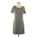 T by Talbots Casual Dress - Shift: Gray Stripes Dresses - Women's Size P