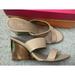 Kate Spade Shoes | New Kate Spade Wedges Shoes Brown 7 Camel Leather Open Toe Slides Nib | Color: Brown/Cream | Size: 7