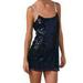 Free People Dresses | Intimately Free People Blue Sequin Sheer Slip Dress Size L | Color: Blue | Size: L