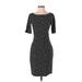 Ann Taylor Casual Dress - Bodycon: Black Jacquard Dresses - Women's Size 0