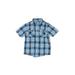 Urban Pipeline Short Sleeve Button Down Shirt: Blue Plaid Tops - Kids Boy's Size Medium