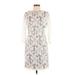 Adrianna Papell Casual Dress - Party Crew Neck 3/4 sleeves: Ivory Solid Dresses - Women's Size 6