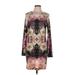 Topshop Casual Dress - Bodycon Crew Neck Long sleeves: Brown Paint Splatter Print Dresses - Women's Size 12