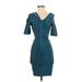 Venus Casual Dress - Sheath: Teal Grid Dresses - Women's Size X-Small