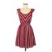 Monteau Casual Dress - Fit & Flare Sweetheart Sleeveless: Red Stripes Dresses - Women's Size Medium