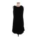 Max Studio Casual Dress - Shift Crew Neck Sleeveless: Black Solid Dresses - Women's Size Medium