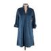 Soft Surroundings Casual Dress - Shirtdress: Blue Dresses - New - Women's Size Small Petite