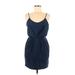 Rebecca Taylor Casual Dress - Mini V Neck Sleeveless: Blue Solid Dresses - Women's Size 2