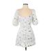 Saylor Casual Dress - A-Line Plunge Short sleeves: White Dresses - Women's Size Large