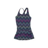 Lands' End One Piece Swimsuit: Blue Houndstooth Sporting & Activewear - Kids Girl's Size 6