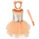 MODRYER Lion Mesh Dress For Girls 1-10Y Stage Show Fancy Dress Suit Kids Animal Themed Dresses Halloween Dress Up Costume With Tail And Ear Set,Orange-2T