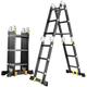 Telescopic Ladder, Indoor Multi Purpose Ladder Aluminium Ladder Multi Function Folding Tool Decorating Extension Loft Ladder Stepladder (Color : Black, Size : 2.3+2.3m) surprise gift