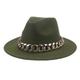 SOYNIA Fedora Trilby Felt Hats Women Hat Wide Brim Thick Gold Chain Fascinator Hats For Men Women Panama Cowboy Hat 60-62Cm(Xl) Armygreen