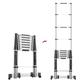 MCZY Extra Tall Telescoping Ladder, Industrial Home DIY Extension Ladders Aluminum Foldable Straight Ladders Max Load 300Kg Stepladder (Color : Silver, Size : 2.7m) surprise gift