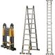 MCZY Stairs Telescoping Ladder, with Slip-Proof Multi-Purpose Ladder Aluminum Extension Folding Ladder Max Load 300Lb Stepladder (Color : Silver, Size : 2.5+2.5m) surprise gift