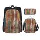 SUHNGE Planks Weathered Old Look Print Backpack Girls Boys School Bags Teen Lunch Box and Pencil Case 3 in 1 Bookbags Set