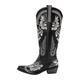 blingqueen Metalllic Boots Cowboy Boots for Women Embroidered Cowgirl Boots Zip Up Knee High Boots Wide Calf Boots Block Chunky Heel Studded Diamond Heel Crystal Rhinestone Western Boots Black Size 8